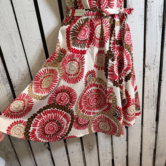 Y2K Breakin Loose Belted Fit Flare Dress Size 14 Square Neck Zip Back Midi Boho - Picture 5 of 14